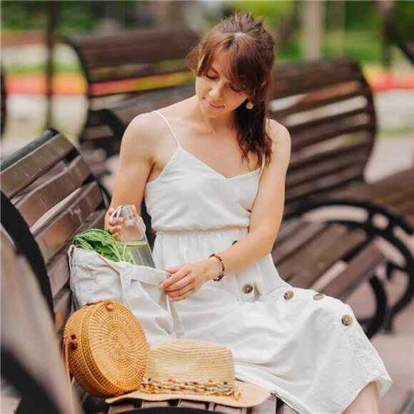 Canvas Tote Bag for Women, Reusable Cotton Tote Bag for Grocery, Shopping, Beach - Picture 6 of 6